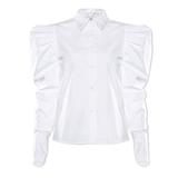 Puff Sleeve Shirt Blouse With Collar 