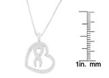 Sterling Silver Round Cut Diamond Heart and Ribbon Pendant Necklace (0.25 cttw, H-I Color, I1-I2 Clarity)