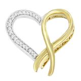 Two-Tone .925 Sterling Silver 1/10 cttw Round Cut Diamond Ribbon Heart Pendant Necklace (H-I, I1-I2)