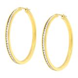 10K Yellow Gold 1 cttw Channel Set Diamond Hoop Earrings (I-J Clarity, I1-I2 Color)