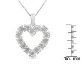 .925 Sterling Silver 1/3 Cttw Diamond Miracle-Set Open Heart 18" Pendant Necklace (I-J Color, I2-I3 Clarity)