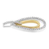 14K Two-Tone Gold Round Cut Diamond Double Burst Pendant Necklace (1/4 cttw, H-I Color, SI2-I1 Clarity)