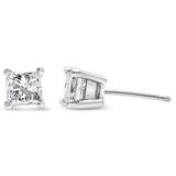 14K White Gold 3/4 Cttw Princess-Cut Square Near Colorless Diamond Classic 4-Prong Solitaire Stud Earrings (G-H Color, SI1-SI2 Clarity)