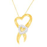 10K Two-Tone Gold 1/10 cttw Diamond Heart Pendant Necklace (H-I, I1-I2)