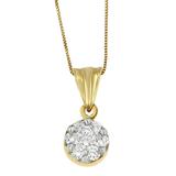 14K Yellow Gold 1/2 cttw Round Cut Diamond Circle Pendant Necklace (H-I, I1-I2)