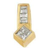 14K Yellow Gold 3/4 cttw Princess and Baguette Cut Diamond Simple Geo Pendant Necklace (G-H, VS1-VS2)