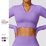 Tight Seamless Long Sleeve Yoga Jacket Zipper Quick Dry Fitness Clothing Women Running Exercise Jacket
